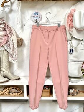 Dusty ROSE Pink Tailored Tapered Pants w boho chic academia vibe